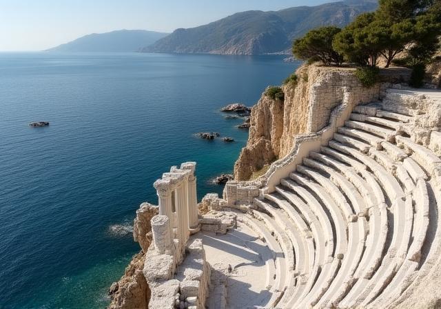 Rovine antiche sulla costa turca affacciate sul mare